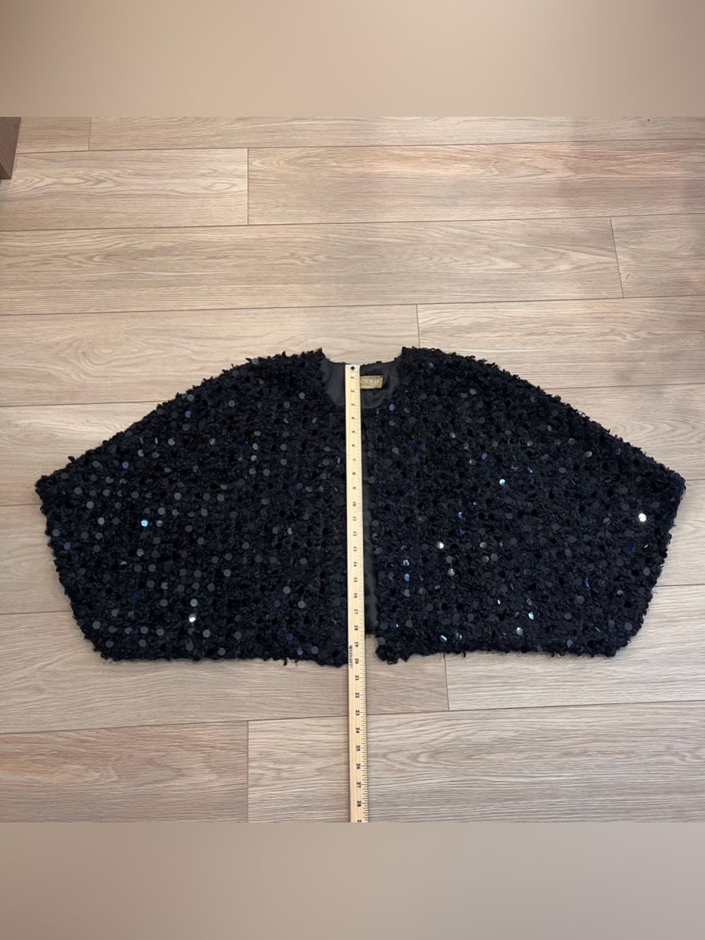 Victoria K Black Sequin Cape Shall Party Glam - Picture 4 of 6